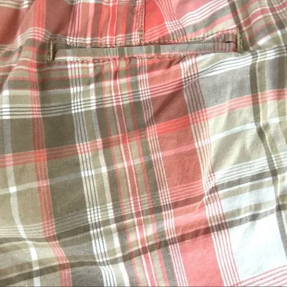 St John’s Bay plaid shorts coral tan wht 6 petite - Picture 9 of 11